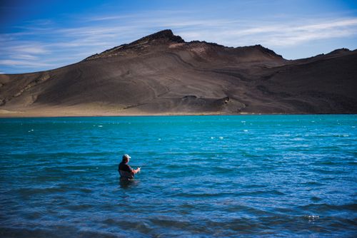 Argentina Travel Landscape Photography Fly fishing in a high altitude lake in Perito Moreno National Park Parque Nacional Perito Moreno Santa Cruz Province Argentinian Patagonia Argentina South America