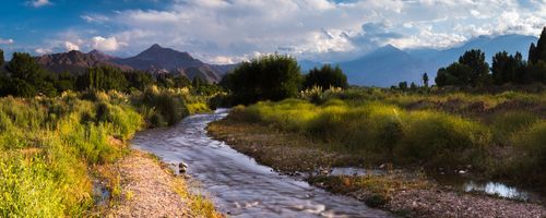 Argentina Travel Landscape Photography River Mendoza Rio Mendoza and the Andes Mountains at Uspallata Mendoza Province Argentina South America