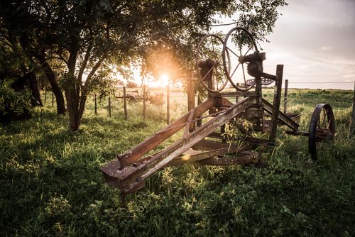 Argentina Travel Landscape Photography Rusty old farm machinery at Estancia San Juan de Poriahu a traditional Argentinian cattle farm in the Ibera Wetlands Corrientes Province Argentina South America