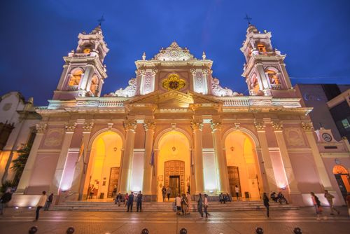 Argentina Travel Landscape Photography Salta Cathedral at night 9 de Julio central square Salta Salta Province North Argentina South America