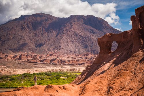 Argentina Travel Landscape Photography Tourist at Quebrada de Cafayate aka Quebrada de las Conchas and Cafayate Gorge Salta Province North Argentina South America