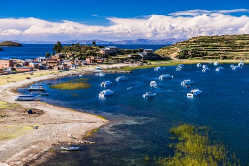 Bolivia Travel Landscape Photography Harbour on Lake Titicaca at Challapampa village on Isla del Sol Island of the Sun Bolivia South America