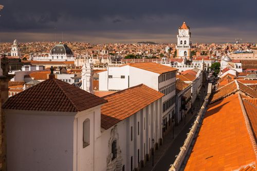 Bolivia Travel Landscape Photography Historic City of Sucre seen from Iglesia Nuestra Senora de La Merced Church of Our Lady of Mercy UNESCO World Heritage Site Bolivia South America