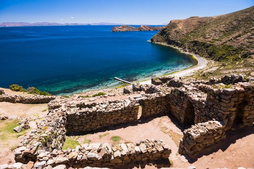 Bolivia Travel Landscape Photography Palacio del Inca at Chincana Ruins Inca ruins on Isla del Sol Island of the Sun Lake Titicaca Bolivia South America
