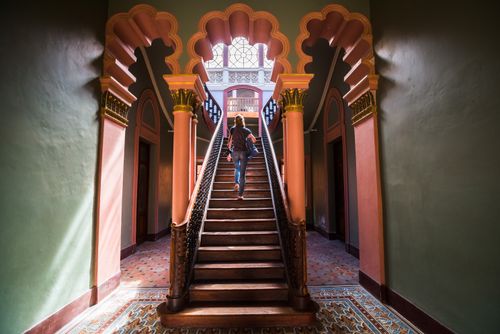Bolivia Travel Landscape Photography Tourist at La Glorieta Castle Sucre Bolivia South America