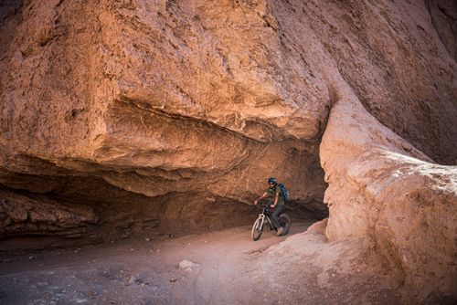 Chile Travel Landscape Photography Atacama Desert Cycling in the Devils ravine Quebrada Del Diablo part of the Katarpe Valley Atacama Desert North Chile South America