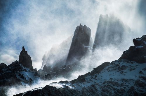 Chile Travel Landscape Photography Dramatic mountain landscape Torres del Paine National Park Patagonia Chile South America