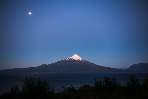 Chile Travel Landscape Photography Osorno Volcano at night Vicente Perez Rosales National Park Chilean Lake District Chile South America