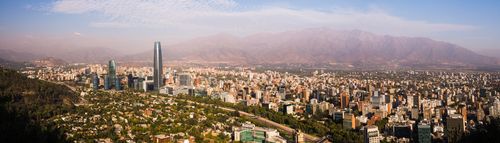 Chile Travel Landscape Photography Santiago seen from San Cristobal Hill Cerro San Cristobal Barrio Bellavista Bellavista Neighborhood Santiago Chile South America 3