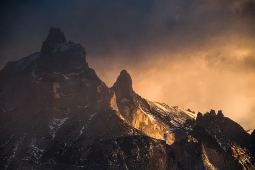 Chile Travel Landscape Photography Sunrise Paine Massif Cordillera Paine the iconic mountains in Torres del Paine National Park Patagonia Chile South America