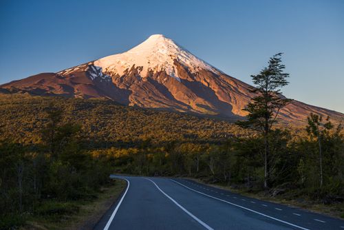 Chile Travel Landscape Photography Sunset at Osorno Volcano Vicente Perez Rosales National Park Chilean Lake District Chile South America