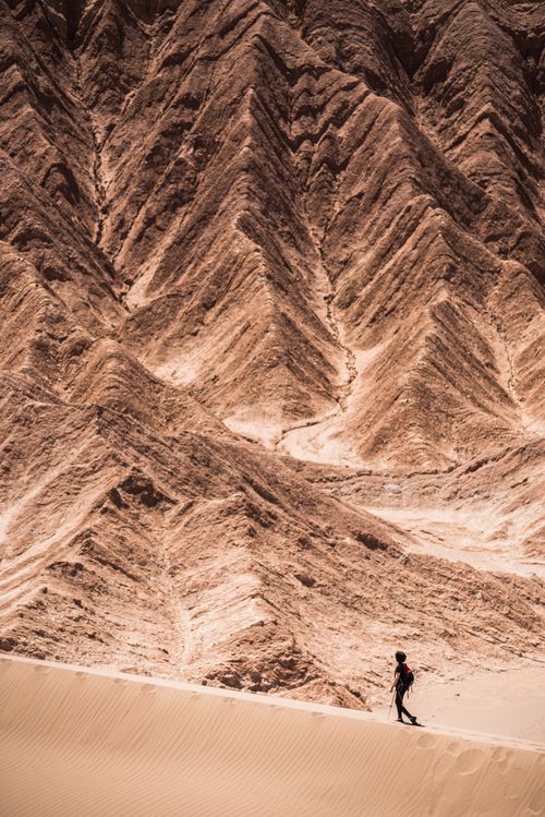 Chile Travel Landscape Photography Tourists in sand dunes at Death Valley Valle de la Muerte San Pedro de Atacama Atacama Desert North Chile South America 2