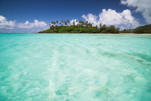 Cook Islands Landscape Travel Photography Motu Taakoka seen from Muri Lagoon Rarotonga Cook Islands