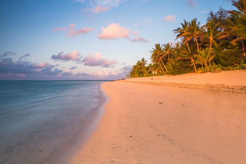 Cook Islands Landscape Travel Photography Tropical beach with palm trees at sunrise Rarotonga Cook Islands 2