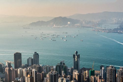 Hong Kong Travel Photography View over Victoria Harbour at sunset seen from Victoria Peak Hong Kong Island Hong Kong China 3