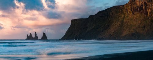 Iceland Landscape Photography Reynisdrangar Basalt Sea Stacks at sunrise Vik South Region Sudurland Iceland