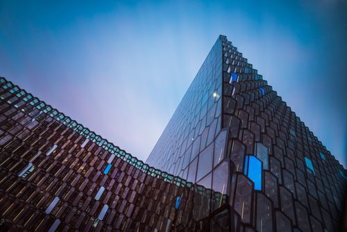 Iceland Travel Photography Harpa Concert Hall and Conference Centre at sunrise Reykjavik Iceland