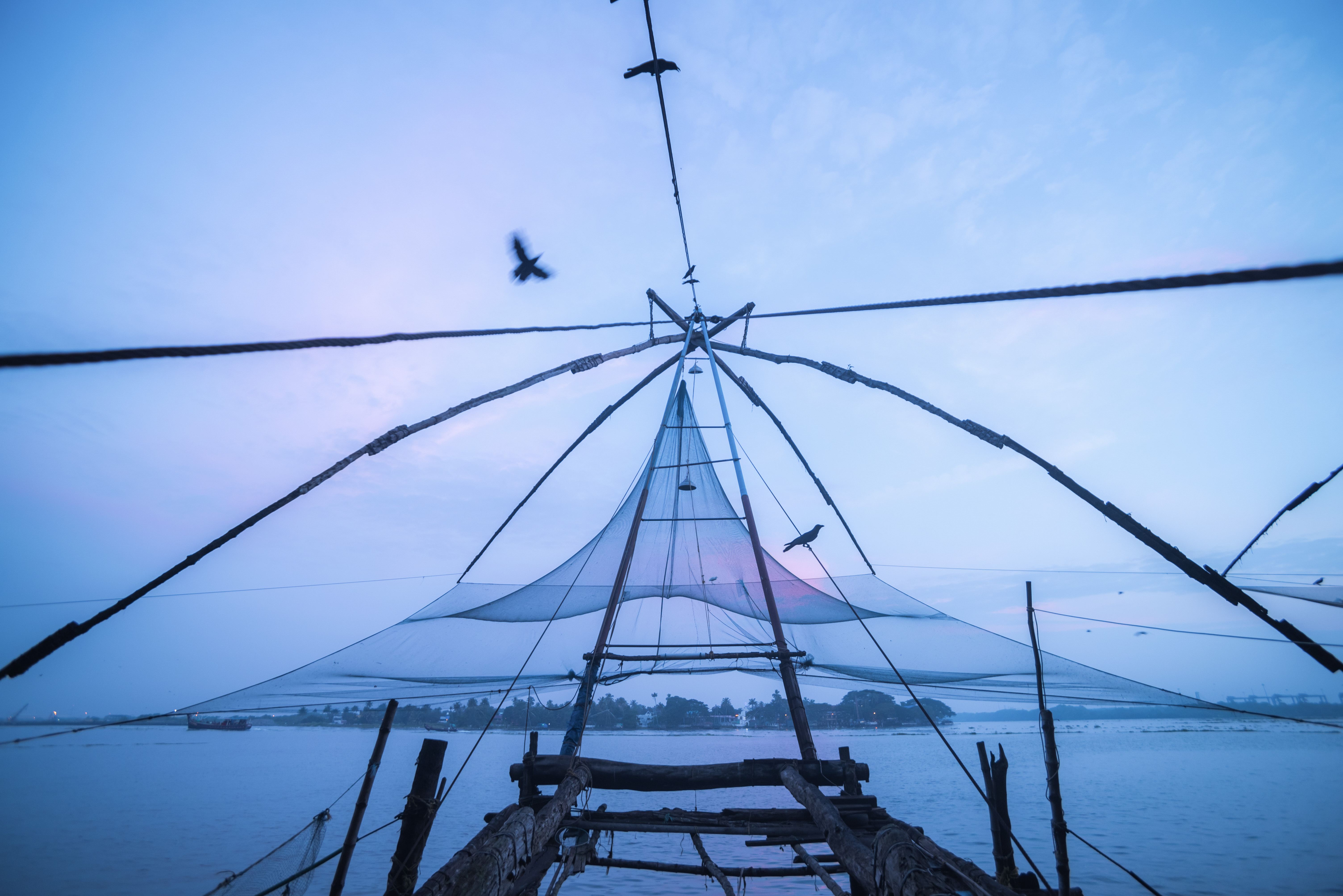 India Travel Photography Traditional Chinese fishing nets at dawn Fort Kochi Cochin Kerala India
