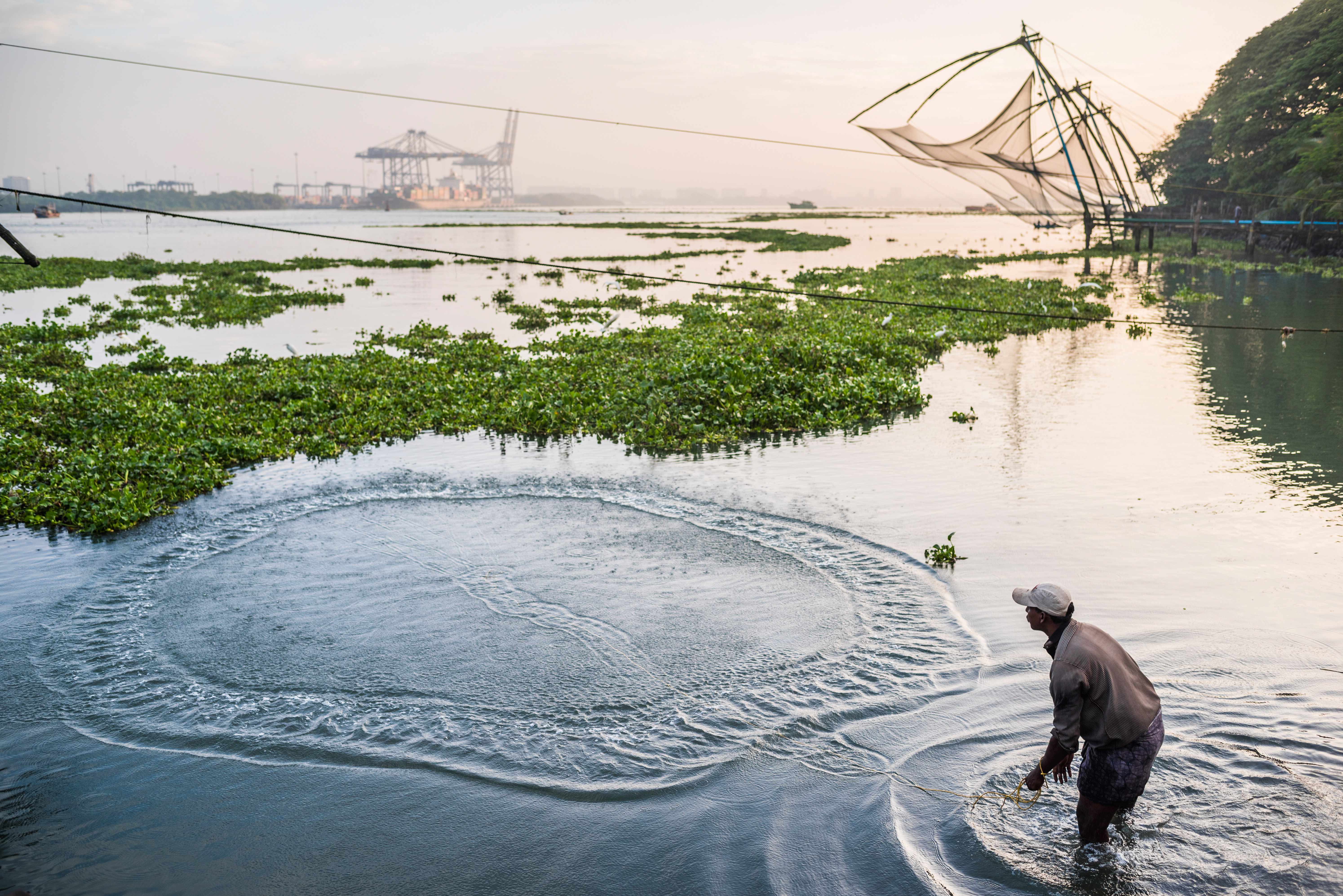 India Travel Photography Traditional Chinese fishing nets at sunrise Fort Kochi Cochin Kerala India