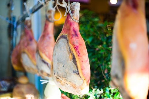 Italy Sicily Travel Photography Dried meat drying out at Ortigia Ortygia Market Syracuse Siracusa Sicily Italy Europe