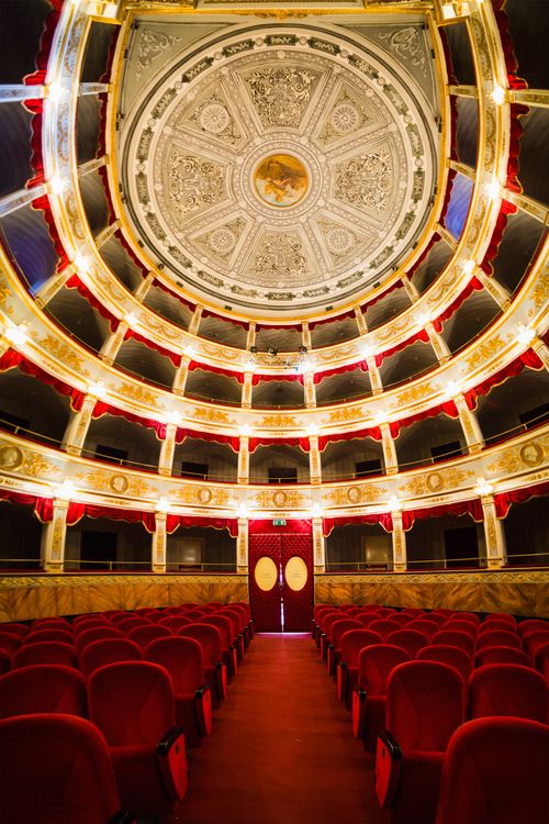 Italy Sicily Travel Photography Noto interior of Noto Theatre Teatro Comunale Vittorio Emanuele in Piazza XVI Maggio Val di Noto Sicily Italy Europe