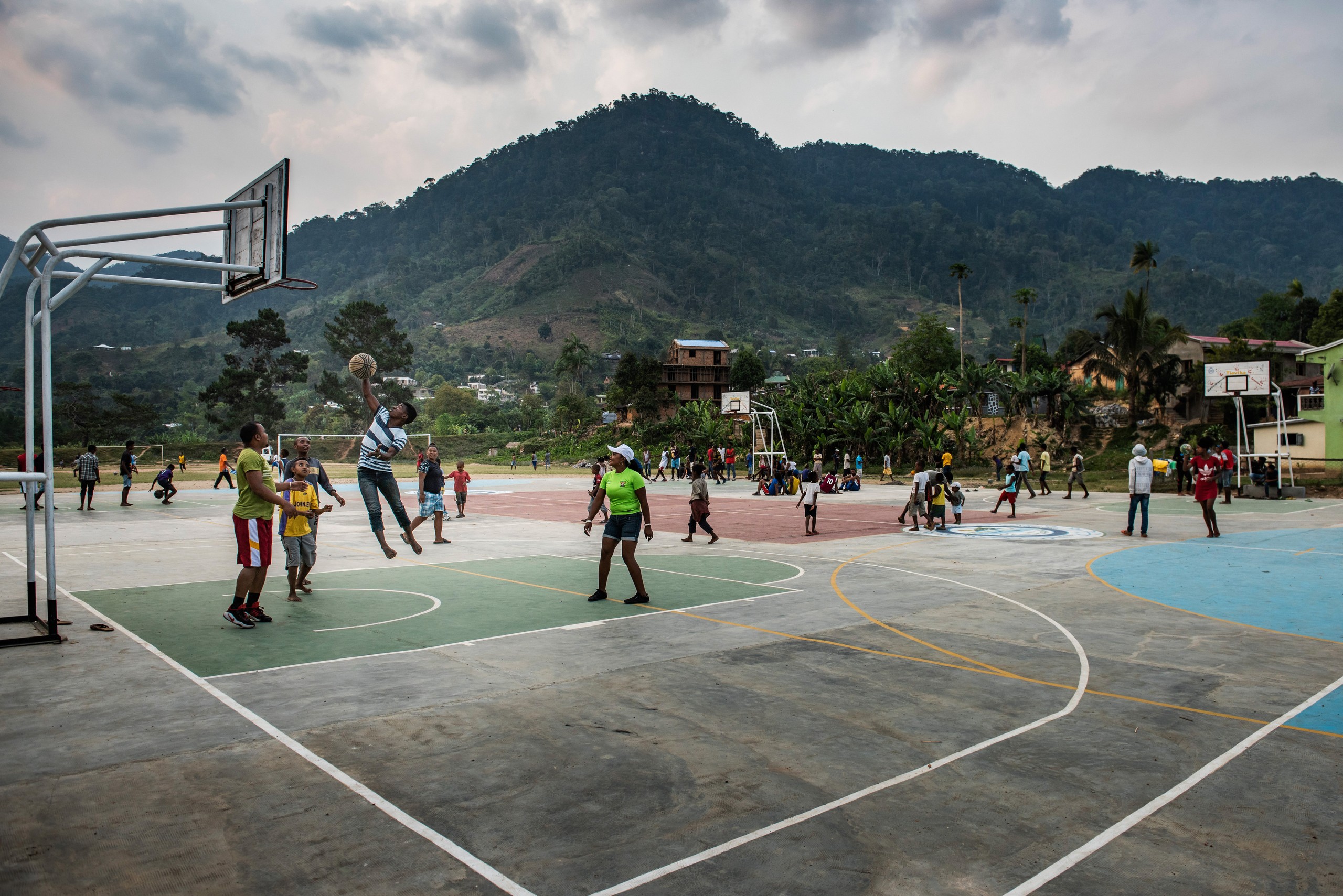 Madagascar Documentary Travel Photography Basketball in Ranomafana town Haute Matsiatra Region Madagascar