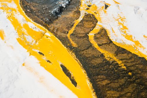 New Zealand Nature Photography Yellow Patterns in Artists Palette on the Rainbow Terrace at Orakei Korako Geyserland The Hidden Valley North Island New Zealand