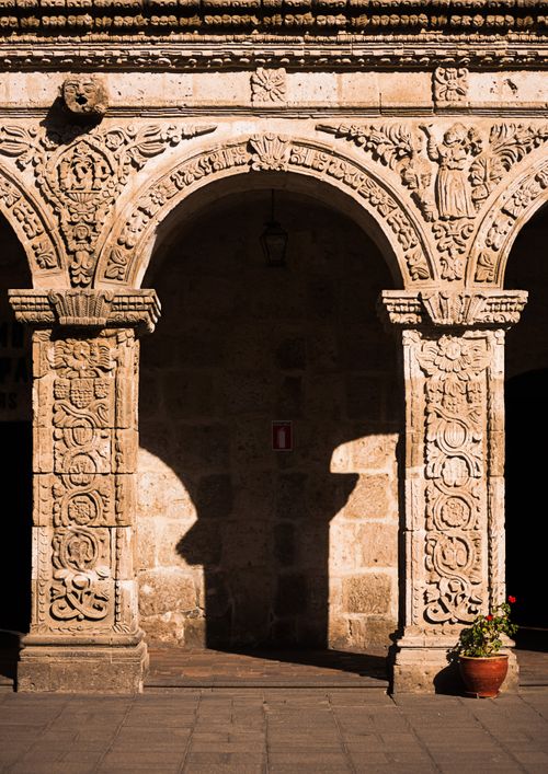 Peru Architecture Travel Photography Arequipa Church stone arch Iglesia de la Compania de Jesus Arequipa Peru South America