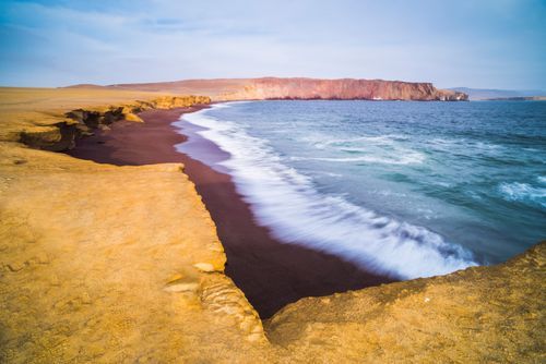 Peru Landscape Travel Photography Desert directly meeting the sea Pacific Ocean Paracas National Reserve Reserva Nacional de Paracas Ica Peru South America