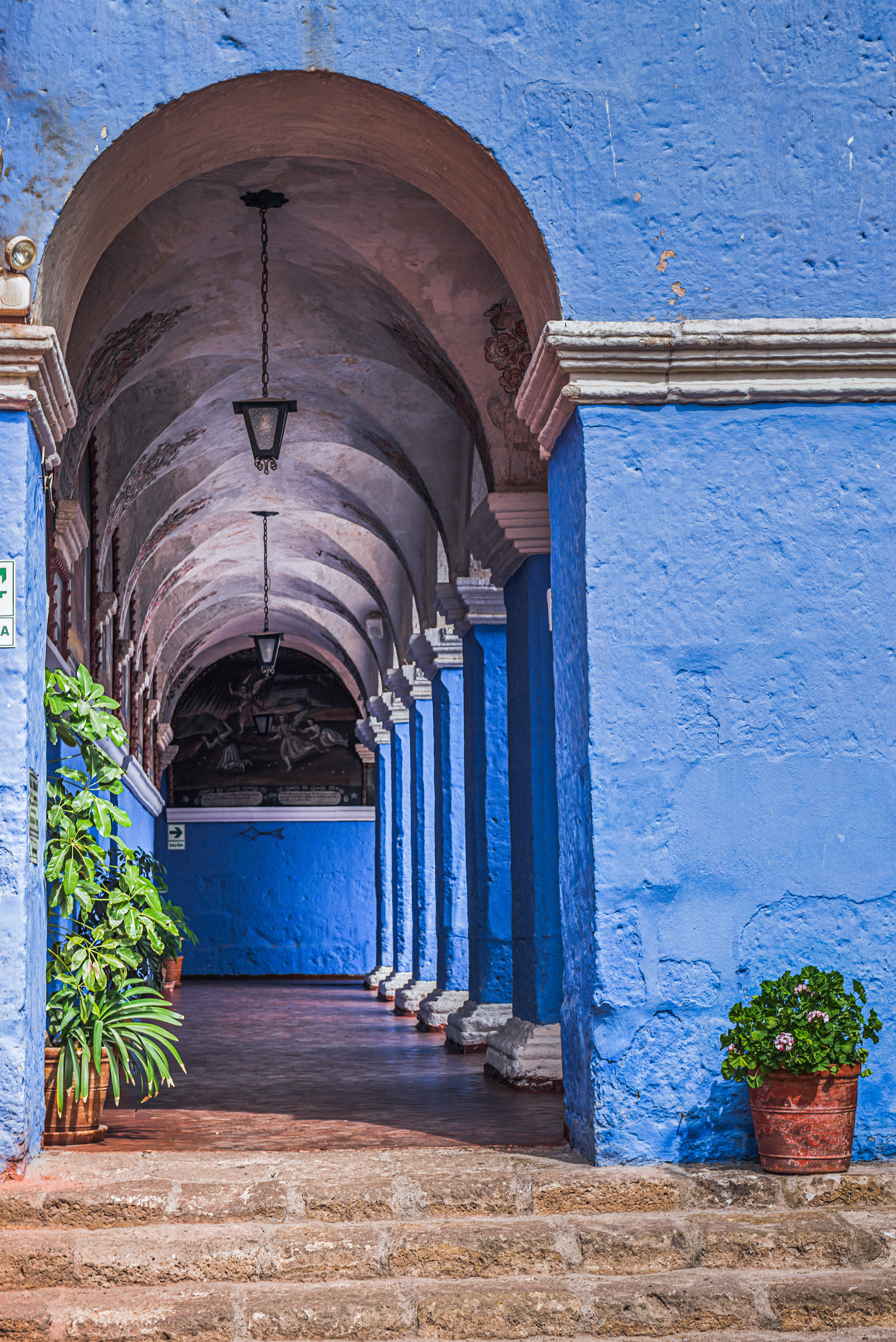 Peru Travel Photography Blue cloisters Santa Catalina Monastery Convento de Santa Catalina aka Saint Catherine a convent in Arequipa Peru South America