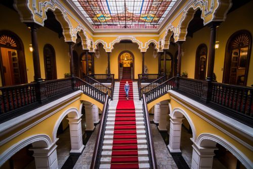 Peru Travel Photography Colonial staircase at Archbishops Palace in Lima Peru South America