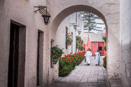 Peru Travel Photography Nuns at Santa Catalina Monastery Convento de Santa Catalina Arequipa Peru South America