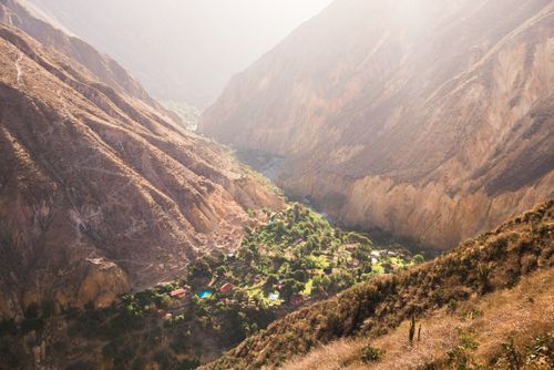 Peru Travel Photography Sangalle village at sunset Colca Canyon Peru South America