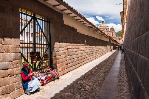 Peru Travel Photography Street vendor selling souvenirs in Cusco Cusco Region Peru South America