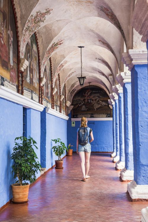 Peru Travel Photography Tourist sighseeing at Santa Catalina Monastery Arequipa Peru South America