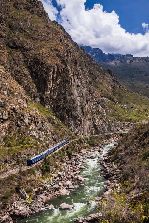 Peru Travel Photography Train between Machu Picchu at Aguas Calientes and Ollantaytambo through the Sacred Valley Cusco Region Peru South America
