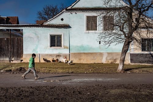 Romania Documentary Travel Photography Colourful houses in Viscri UNESCO World Heritage Site Transylvania Romania
