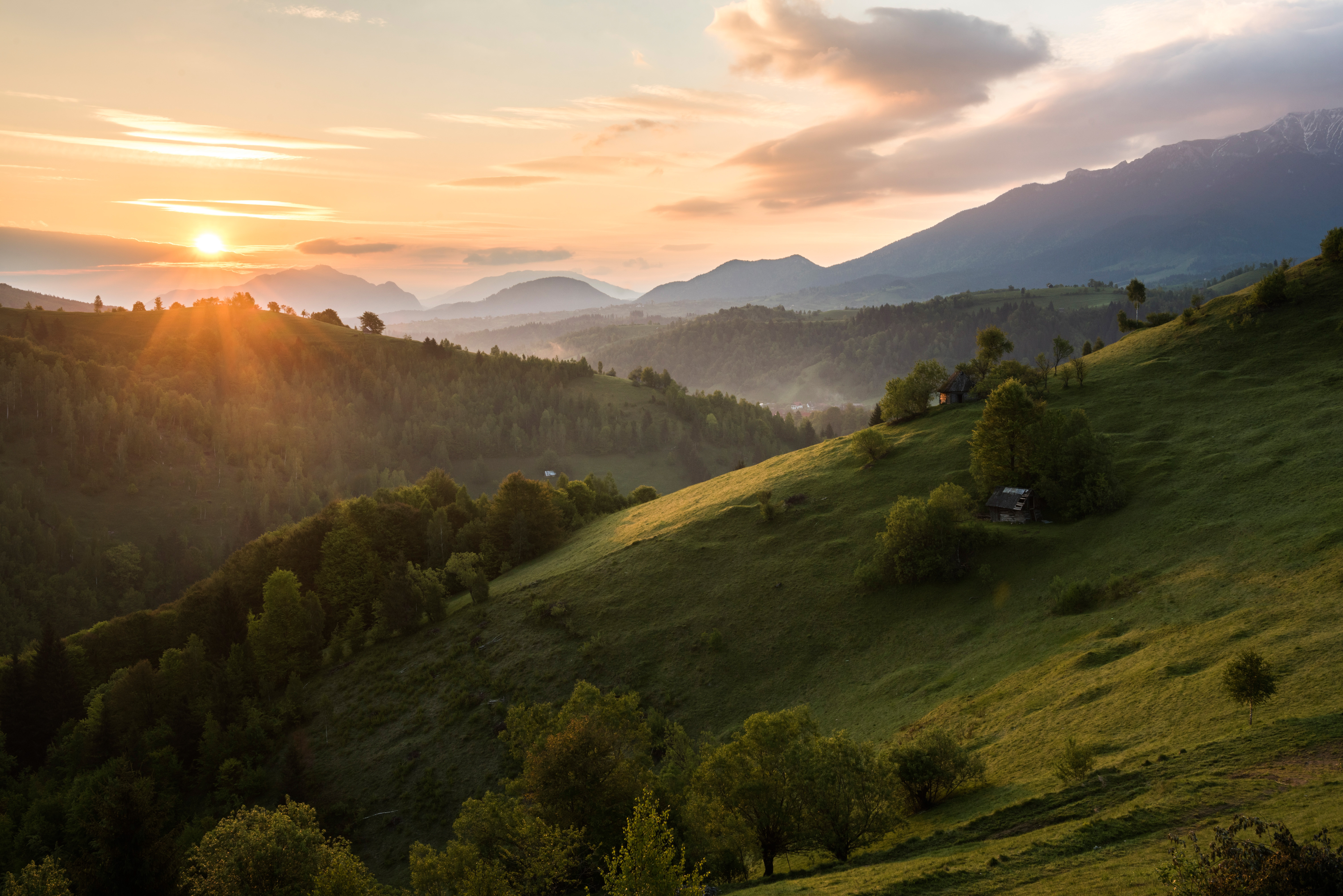 Romania Landscape Photography Romanian landscape at sunrise in the Carpathian Mountains near Bran Castle at Pestera Transylvania Romania