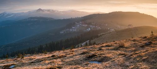 Romania Landscape Photography Sunrise at Ranca a ski resort in the Parang Mountains Carpathian Mountains Oltenia Region Romania