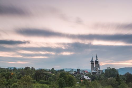 Romania Landscape Travel Photography Orthodox Romanian church at sunset Breb Brebre Maramures Romania