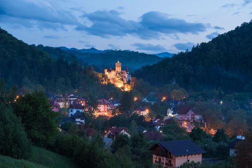 Romania Travel Photography Bran Castle Draculas Castle at night Transylvania Romania
