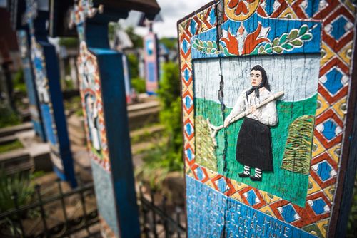 Romania Travel Photography Merry Cemetery wooden carved tombstones Sapanta Maramures Romania