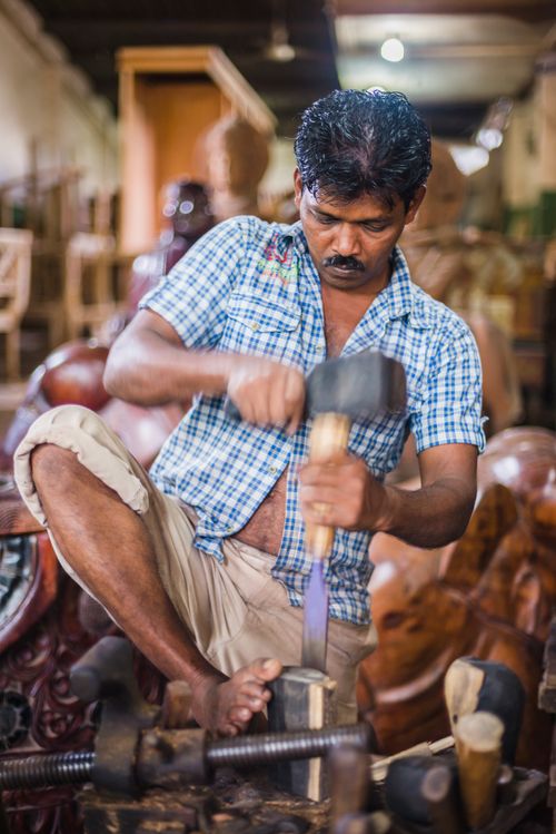 Sri Lanka Portrait Travel Photography Carpenter working at the Ancient City of Polonnaruwa Cultural Triangle Sri Lanka Asia