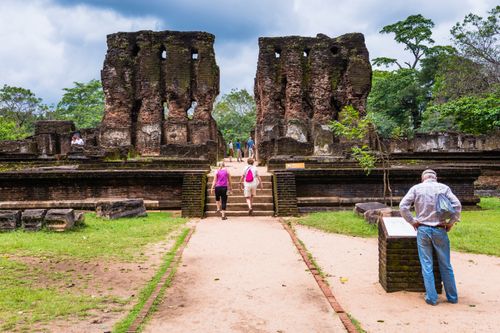 Sri Lanka Travel Photography Ancient City of Polonnaruwa tourists sightseeing at the Royal Palace Parakramabahus Royal Palace UNESCO World Heritage Site Sri Lanka Asia