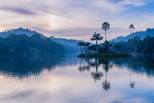 Sri Lanka Travel Photography Kandy the island of the Royal Summer House in Kandy Lake at sunrise Kandy Central Province Sri Lanka Asia