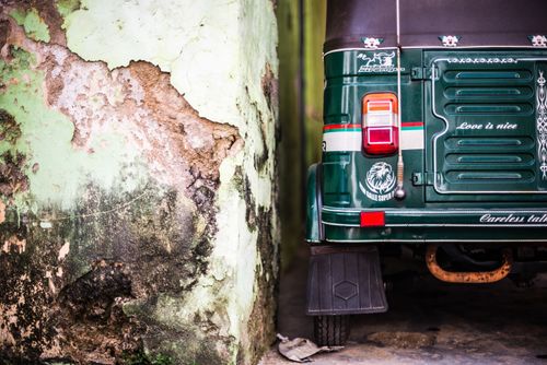 Sri Lanka Travel Photography Run down tuktuk in the Old Town of Galle a UNESCO World Heritage Site on the South Coast of Sri Lanka Asia