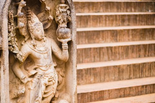 Sri Lanka Travel Photography Sacred City of Anuradhapura Buddhist guardian statue at Sri Maha Bodhi in the Mahavihara The Great Monastery Sri Lanka Asia