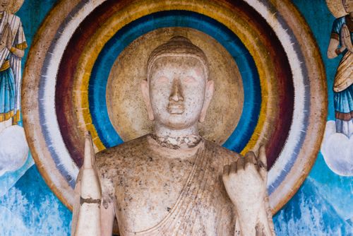 Sri Lanka Travel Photography Sacred City of Anuradhapura statue at Ruvanvelisaya Dagoba in the Mahavihara The Great Monastery Cultural Triangle Sri Lanka Asia