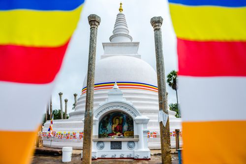 Sri Lanka Travel Photography Thuparama Dagoba and the Buddhist flag Ancient City of Anuradhapura Sri Lanka Asia