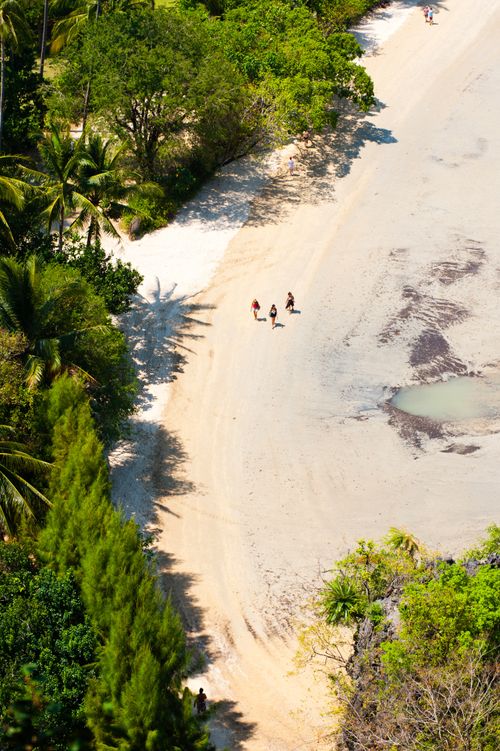 Thailand Travel Photography Tourists Walking Along Deserted East Railay Rai Leh Beach South Thailand Southeast Asia